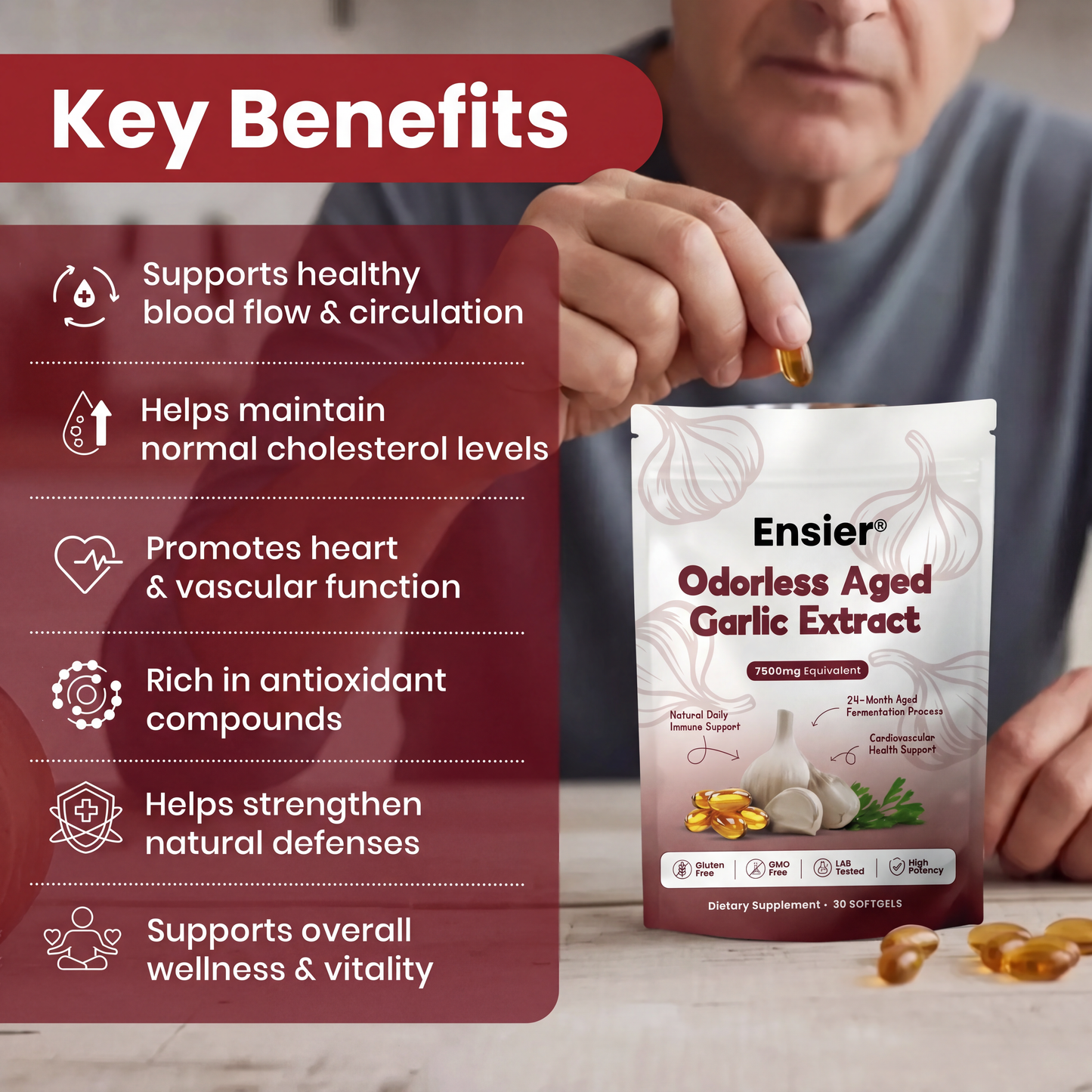 Aged Garlic Extract - 7500mg Odorless Softgels